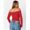 imageTrendy Queen Womens Long Sleeve Off The Shoulder Tops Going Out Cute Basic Y2K Fall Fashion 2025 Outfits ClothesRed