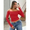 imageTrendy Queen Womens Long Sleeve Off The Shoulder Tops Going Out Cute Basic Y2K Fall Fashion 2025 Outfits ClothesRed