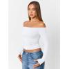 imageTrendy Queen Womens Long Sleeve Off The Shoulder Tops Going Out Cute Basic Y2K Fall Fashion 2025 Outfits ClothesWhite