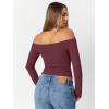 imageTrendy Queen Womens Long Sleeve Off The Shoulder Tops Going Out Cute Basic Y2K Fall Fashion 2025 Outfits ClothesWine