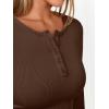 imageTrendy Queen Womens Long Sleeve Shirts 2025 Henley Casual Fall Outfits Fitted Tops Ribbed Fashion Basic TeesCoffee