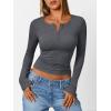 imageTrendy Queen Womens Long Sleeve Shirts 2025 Henley Casual Fall Outfits Fitted Tops Ribbed Fashion Basic TeesDark Grey