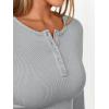 imageTrendy Queen Womens Long Sleeve Shirts 2025 Henley Casual Fall Outfits Fitted Tops Ribbed Fashion Basic TeesGrey