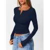 imageTrendy Queen Womens Long Sleeve Shirts 2025 Henley Casual Fall Outfits Fitted Tops Ribbed Fashion Basic TeesNavyblue