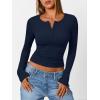 imageTrendy Queen Womens Long Sleeve Shirts 2025 Henley Casual Fall Outfits Fitted Tops Ribbed Fashion Basic TeesNavyblue