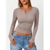 imageTrendy Queen Womens Long Sleeve Shirts 2025 Henley Casual Fall Outfits Fitted Tops Ribbed Fashion Basic TeesTaupe