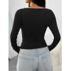 imageTrendy Queen Womens Long Sleeve Shirts Crop Tops Basic Square Neck Going Out Fall Fashion 2025 Fitted Clothes Workout OutfitsBlack