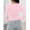 imageTrendy Queen Womens Long Sleeve Shirts Crop Tops Basic Square Neck Going Out Fall Fashion 2025 Fitted Clothes Workout OutfitsPink