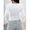 imageTrendy Queen Womens Long Sleeve Shirts Crop Tops Basic Square Neck Going Out Fall Fashion 2025 Fitted Clothes Workout OutfitsWhite