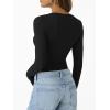 imageTrendy Queen Womens Long Sleeve Shirts Crop Tops Basic Workout Tees Going Out for Teen GirlsBlack