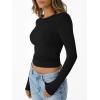 imageTrendy Queen Womens Long Sleeve Shirts Crop Tops Basic Workout Tees Going Out for Teen GirlsBlack
