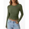 imageTrendy Queen Womens Long Sleeve Shirts Crop Tops Fall Fashion 2025 Going Out Basic Winter ClothesArmygreen