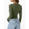 imageTrendy Queen Womens Long Sleeve Shirts Crop Tops Fall Fashion 2025 Going Out Basic Winter ClothesArmygreen
