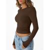 imageTrendy Queen Womens Long Sleeve Shirts Crop Tops Fall Fashion 2025 Going Out Basic Winter ClothesChocolate