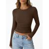 imageTrendy Queen Womens Long Sleeve Shirts Crop Tops Fall Fashion 2025 Going Out Basic Winter ClothesChocolate