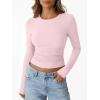 imageTrendy Queen Womens Long Sleeve Shirts Crop Tops Fall Fashion 2025 Going Out Basic Winter ClothesPink