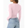 imageTrendy Queen Womens Long Sleeve Shirts Crop Tops Fall Fashion 2025 Going Out Basic Winter ClothesPink