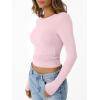 imageTrendy Queen Womens Long Sleeve Shirts Crop Tops Fall Fashion 2025 Going Out Basic Winter ClothesPink