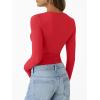 imageTrendy Queen Womens Long Sleeve Shirts Crop Tops Fall Fashion 2025 Going Out Basic Winter ClothesRed