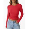 imageTrendy Queen Womens Long Sleeve Shirts Crop Tops Fall Fashion 2025 Going Out Basic Winter ClothesRed