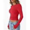 imageTrendy Queen Womens Long Sleeve Shirts Crop Tops Fall Fashion 2025 Going Out Basic Winter ClothesRed