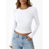 imageTrendy Queen Womens Long Sleeve Shirts Crop Tops Fall Fashion 2025 Going Out Basic Winter ClothesWhite