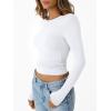 imageTrendy Queen Womens Long Sleeve Shirts Crop Tops Fall Fashion 2025 Going Out Basic Winter ClothesWhite