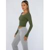 imageTrendy Queen Womens Long Sleeve Shirts Crop Tops Fall Fashion 2025 Square Neck Going Out Basics Tees Y2k ClothesArmy Green