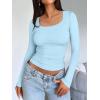 imageTrendy Queen Womens Long Sleeve Shirts Crop Tops Fall Fashion 2025 Square Neck Going Out Basics Tees Y2k ClothesBaby Blue