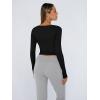 imageTrendy Queen Womens Long Sleeve Shirts Crop Tops Fall Fashion 2025 Square Neck Going Out Basics Tees Y2k ClothesBlack