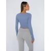 imageTrendy Queen Womens Long Sleeve Shirts Crop Tops Fall Fashion 2025 Square Neck Going Out Basics Tees Y2k ClothesBlue Gray