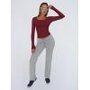 imageTrendy Queen Womens Long Sleeve Shirts Crop Tops Fall Fashion 2025 Square Neck Going Out Basics Tees Y2k ClothesBurgundy
