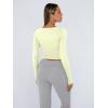 imageTrendy Queen Womens Long Sleeve Shirts Crop Tops Fall Fashion 2025 Square Neck Going Out Basics Tees Y2k ClothesLemon Yellow