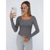 imageTrendy Queen Womens Long Sleeve Shirts Crop Tops Fall Fashion 2025 Square Neck Going Out Basics Tees Y2k ClothesLight Gray