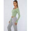 imageTrendy Queen Womens Long Sleeve Shirts Crop Tops Fall Fashion 2025 Square Neck Going Out Basics Tees Y2k ClothesLight Green
