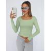 imageTrendy Queen Womens Long Sleeve Shirts Crop Tops Fall Fashion 2025 Square Neck Going Out Basics Tees Y2k ClothesLight Green