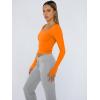 imageTrendy Queen Womens Long Sleeve Shirts Crop Tops Fall Fashion 2025 Square Neck Going Out Basics Tees Y2k ClothesOrange