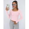 imageTrendy Queen Womens Long Sleeve Shirts Crop Tops Fall Fashion 2025 Square Neck Going Out Basics Tees Y2k ClothesPink