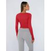 imageTrendy Queen Womens Long Sleeve Shirts Crop Tops Fall Fashion 2025 Square Neck Going Out Basics Tees Y2k ClothesRed