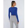 imageTrendy Queen Womens Long Sleeve Shirts Crop Tops Fall Fashion 2025 Square Neck Going Out Basics Tees Y2k ClothesRoyal Blue