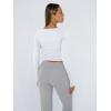 imageTrendy Queen Womens Long Sleeve Shirts Crop Tops Fall Fashion 2025 Square Neck Going Out Basics Tees Y2k ClothesWhite