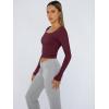 imageTrendy Queen Womens Long Sleeve Shirts Crop Tops Fall Fashion 2025 Square Neck Going Out Basics Tees Y2k ClothesWine Red