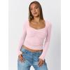 imageTrendy Queen Womens Long Sleeve Shirts Going Out Crop Tops Sweetheart Neck Workout TopsPink