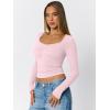 imageTrendy Queen Womens Long Sleeve Shirts Going Out Crop Tops Sweetheart Neck Workout TopsPink