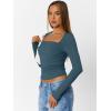 imageTrendy Queen Womens Long Sleeve Shirts Going Out Tops Square Neck Crop Workout TopsHazeblue