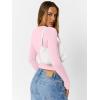 imageTrendy Queen Womens Long Sleeve Shirts Going Out Tops Square Neck Crop Workout TopsPink