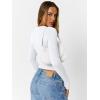 imageTrendy Queen Womens Long Sleeve Shirts Going Out Tops Square Neck Crop Workout TopsWhite