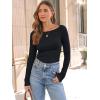 imageTrendy Queen Womens Long Sleeve Shirts Ribbed Underscrub Tops Boat Neck Basic Tees Fall Fashion Clothes 2025Black