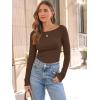 imageTrendy Queen Womens Long Sleeve Shirts Ribbed Underscrub Tops Boat Neck Basic Tees Fall Fashion Clothes 2025Brown
