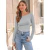imageTrendy Queen Womens Long Sleeve Shirts Ribbed Underscrub Tops Boat Neck Basic Tees Fall Fashion Clothes 2025Grey